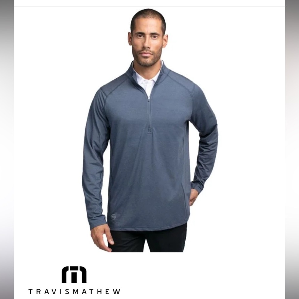 Travis Mathew Mens Yanks 2.0 Size XLarge 1/4 Zip Long Sleeve Pullover Blue XL